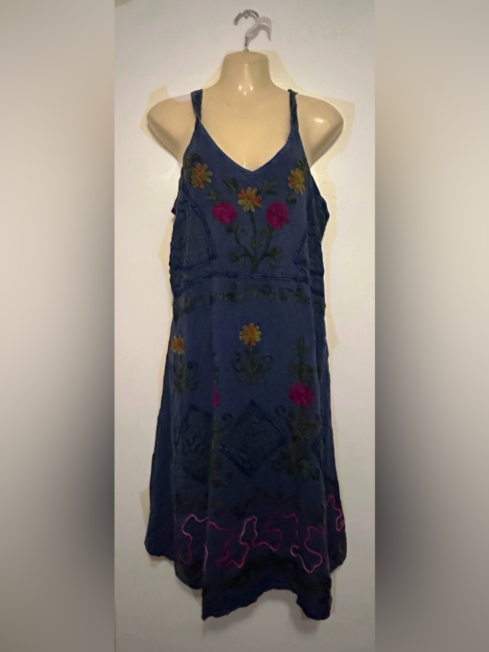 Embroidered Floral Blue Dress